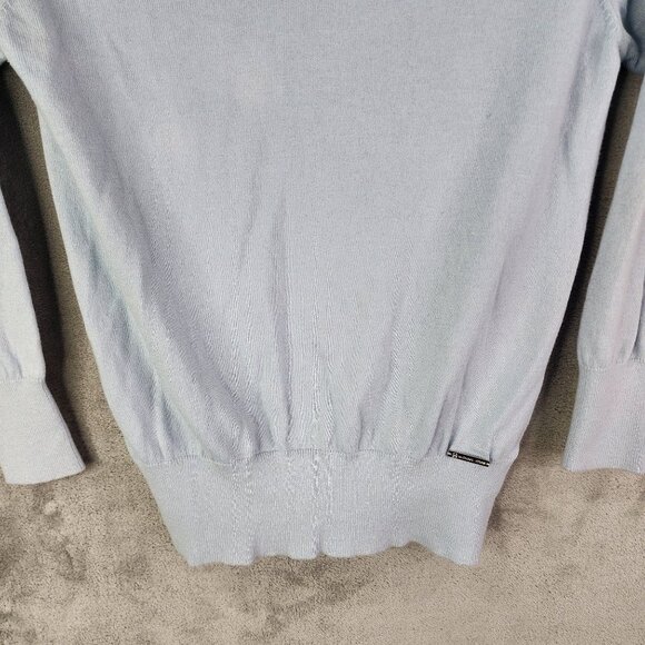 Womens Light Blue Michael Kors Sweater Chain Detail V-Neck Long Sleeve Size M - Picture 3 of 14